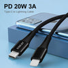 ENKAY PD 20W 3A USB-C / Type-C to 8 Pin Fast Charging Nylon Braided Data Cable, Length:2m(Green)
