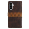 For Samsung Galaxy A56 5G Grid Stitching Leather Phone Case with Lanyard(Brown)