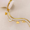 OPK GZ193 Stainless Steel Double Layers Heart Anklet(Gold)