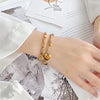 OPK 1038 Multi-layer Stainless Steel Round Bead Love Bracelet, Color: Gold