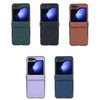 For Samsung Galaxy Z Flip5 Three Parts MagSafe Litchi Texture Fold Phone Case(Green)