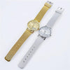 Golden Alloy Mesh Belt Double Heart Watch for Ladies(Gold)