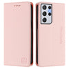 For Samsung Galaxy S21 Ultra 5G RC01 Dual-Folded Magnetic Suction RFID Leather Phone Case(Pink)