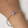 BSC890 925 Sterling Silver Dripping Oil Purple Flower Beads Diy Bracelet Accessories