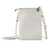 Litchi Texture Card Holder Mobile Phone Zipper Bag with Long Strap(White)