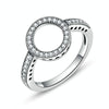 2 PCS Alloy Lucky Circle Diamond Halo Rings, Ring Size:6(White)