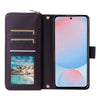 For Samsung Galaxy A56 Nine-card Slots Zipper Wallet Bag Leather Phone Case(Dark Purple)