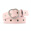 3PCS Narrow Thin Leather Silver Metal Heart Buckle Belts for Women, Belt Length:105cm(Pink)