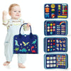 Felt Montessori Toddler Dressing Tying Shoes Early Learning Board Children Puzzle DIY Busy Board(Blue)