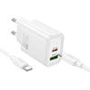 hoco N63 PD30W+QC3.0 Charger Set with 1m Type-C to Type-C Cable, Specification:EU Plug(White)