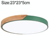 Wood Macaron LED Round Ceiling Lamp, White Light, Size:23cm(Green)