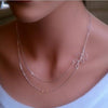 Women Fashion Lovely Chic Long Silver Sweater Chain Pendant Necklaces(Leaf and pearl)