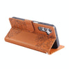 For Samsung Galaxy A14 4G / 5G Rose Flower Embossed 3-Card Slots Leather Phone Case(Brown)