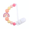 Baby Anti-drop Chain Pacifier Clips Silicone Rainbow Beads Dummy Holder Nipple Clip(Pink)