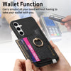 For Samsung Galaxy S25 Ultra 5G Retro Cross Leather Ring Horizontal Insert Card Bag MagSafe Phone Case(Black)