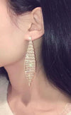 Super Flash Diamond Two-color Tassel Earrings for Women(Gold clip earings)