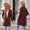 Autumn And Winter Women Button Long Sleeve Loose Cardigan Jacket, Size: S(Burgundy)