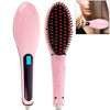 Handheld Innovative Hair Straightener Comb with LCD Temperature Display, EU Plug(Pink)
