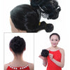 Wig Ball Head Flower Hairpin Hair Bag Wig Headband for Bride(Wine Red)