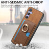 For Samsung Galaxy F15 / M15 Retro Cross Leather Ring Side Insert Card Bag MagSafe Phone Case(Brown)