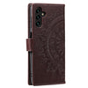 For Samsung Galaxy A36 Totem Flower Embossed Leather Phone Case with Lanyard(Brown)