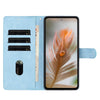 For Samsung Galaxy A23 5G Skin Feel Embossed Feather Leather Phone Case(Light Blue)