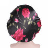 2 PCS Women Satin Night Sleep Cap Hair Bonnet Hat Silk Head Cover Wide Elastic Band(Black Lace)