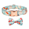 Rose Gold Buckle Dog Collar, S (28-40cm), Orange Whale Print
