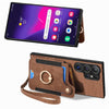 For Samsung Galaxy S25 Ultra 5G Retro Skin-feel Ring Multi-card Wallet Phone Case(Brown)