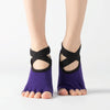 Lace Yoga Socks Non-Slip Five Finger Sports Cotton Socks Fashion Open Toe Dance Socks, Size: One Size(Light Grey)