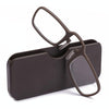 TR90 Pince-nez Reading Glasses Presbyopic Glasses with Portable Box, Degree:+2.00D(Brown)