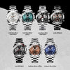 OCHSTIN 6123B Multifunctional Quartz Waterproof Luminous Steel Strap Men Watch(Silver Blue)
