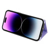 For iPhone 14 Plus Three Fold Card Bag Phone Case with Long Lanyard(Purple)
