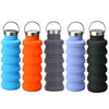 500ml Outdoor Sports Silicone Telescopic Cup Portable Foldable Travel Water Kettle(Gray Handle Lid)