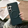 For Samsung Galaxy S25+ 5G Magsafe Magnetic Plain Leather Phone Case(Dark Green)