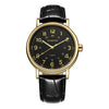 OCHSTIN 6081C Fashion Hollow Men Leather Quartz Watch(Gold+Black)