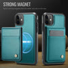For iPhone 11 JEEHOOD J06 British Style RFID MagSafe Card Bag PU Phone Case(Green)