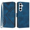For Samsung Galaxy A56 5G Line Pattern Skin Feel Leather Phone Case(Royal Blue)