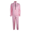 Ladies Spring And Autumn Casual Sports Street Fleece Sweatshirt Set XXL(Pink)