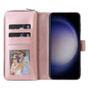 For Samsung Galaxy S25 5G 9-Card Slots Zipper Wallet Bag Leather Phone Case(Rose Gold)