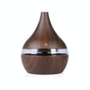 300ml USB Electric Aroma Air Diffuser Wood Ultrasonic Air Humidifier Essential Oil Aromatherapy Cool Mist Maker(Flat Mouth Deep Wood Grain)