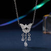S925 Sterling Silver Platinum-plated Butterfly Tassel Beaded Pendant(SCC2868)