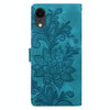 For iPhone XR Lace Floral Embossed Magnetic Buckle Leather Phone Case(Green)