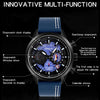 SANDA 5010P Six-Pin Cool Big Dial Waterproof Three-Eye Men Watch Leather Strap Fashion Trend Men Watch(Blue)