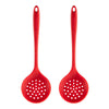 2pcs Non-stick High Temperature Resistant Silicone Cookware, Style: Leak Spoon(Red)