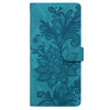 For iPhone 15 Lace Floral Embossed Magnetic Buckle Leather Phone Case(Green)