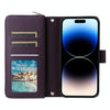 For iPhone 14 Pro Nine-card Slots Zipper Wallet Bag Leather Phone Case(Dark Purple)