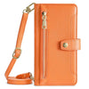 For Samsung Galaxy S25+ 5G Sheep Texture Cross-body Zipper Wallet Leather Phone Case(Orange)