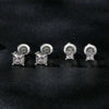S925 Sterling Silver Platinum-plated Sparkling Square Moissanite Princess Earrings, Size: S