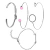 4 PCS/Set Arrow Multilayer Open Adjustable Round Crystal Bracelet Set for Women(silver)
